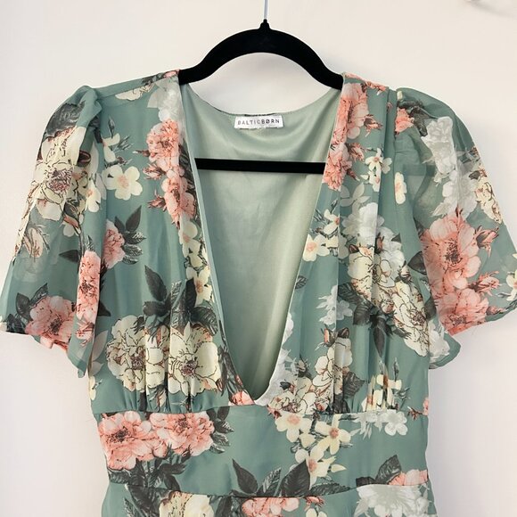 Baltic Born Montaigne Ruffle Maxi Dress in Sage Floral Size L NWOT - Picture 5 of 9